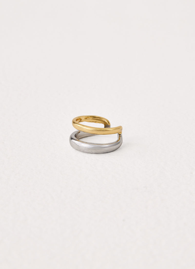 Sweet Contrast Ring - Gold Silver Metal