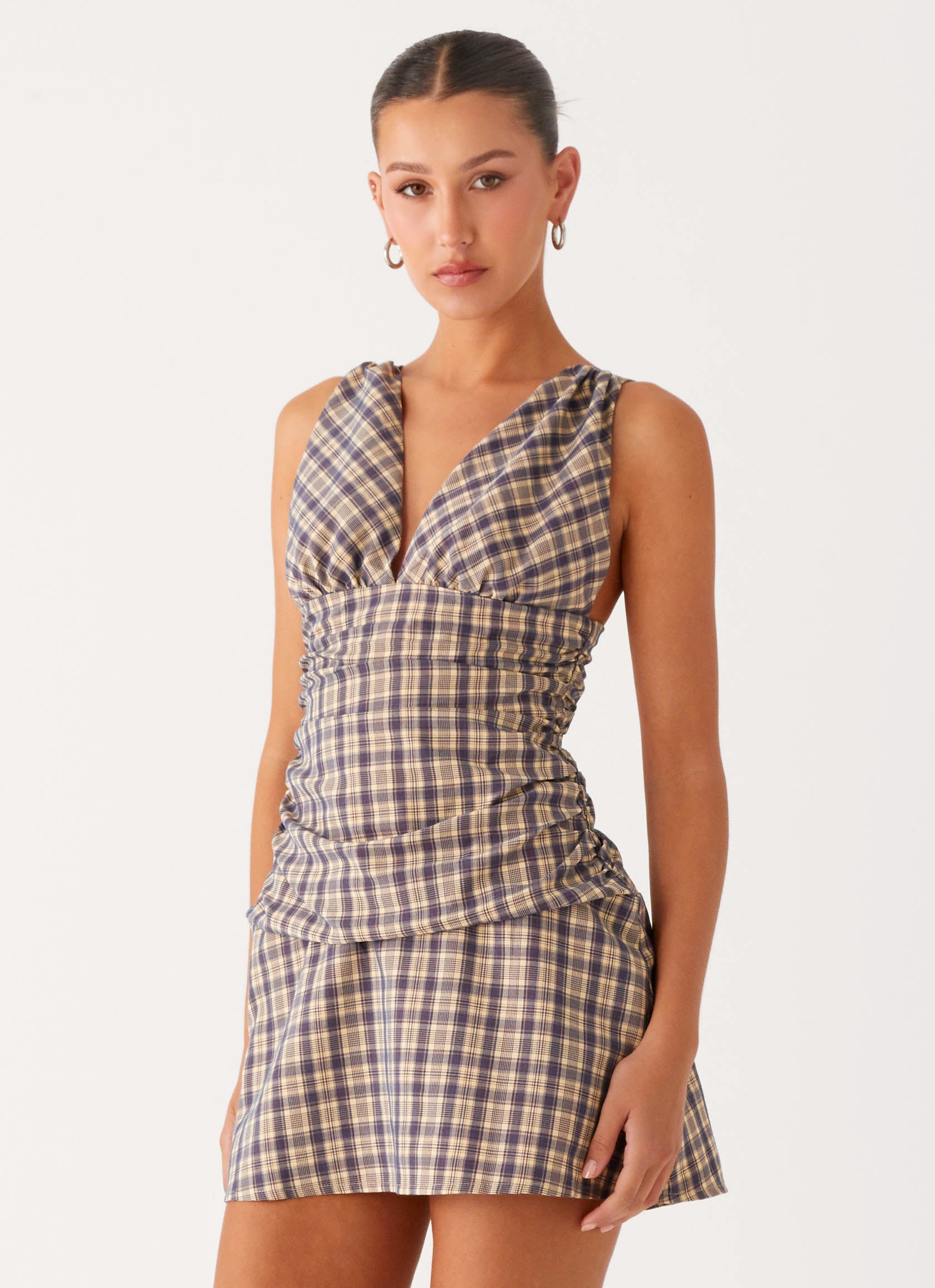 Tablo Drop Waist Mini Dress - Check Print Peppermayo Tablo Drop Waist Mini Dress - Check Print Peppermayo