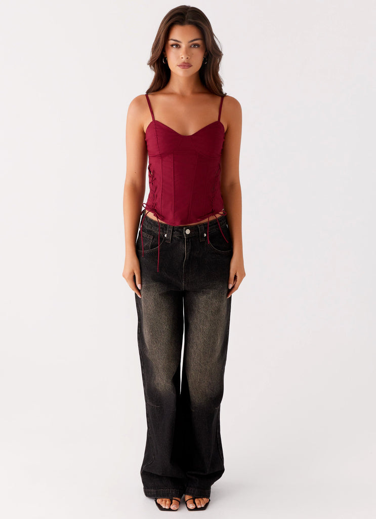 Collective Tops - Peppermayo Exclusive Tallie Corset Top - Red third image