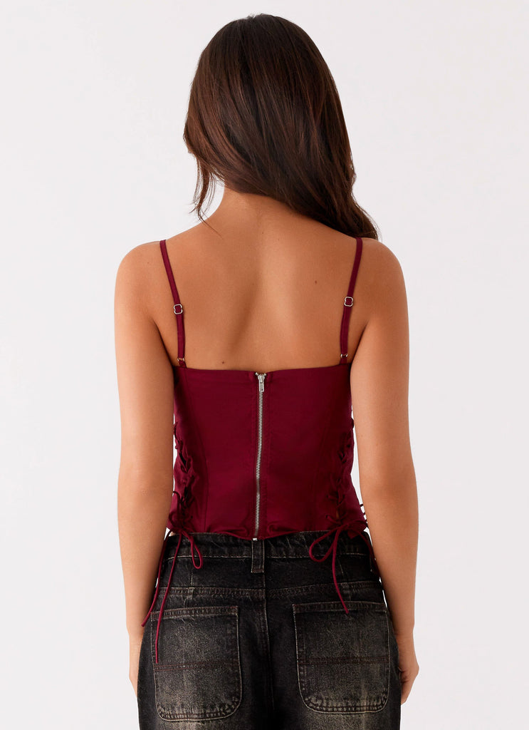 Collective Tops - Peppermayo Exclusive Tallie Corset Top - Red fifth image