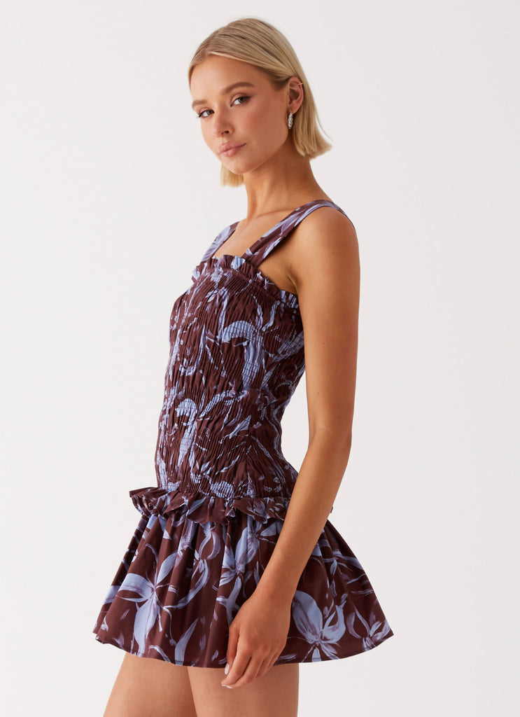 Peppermayo Exclusive Tenielle Mini Dress - Brown Purple Floral - Image 4