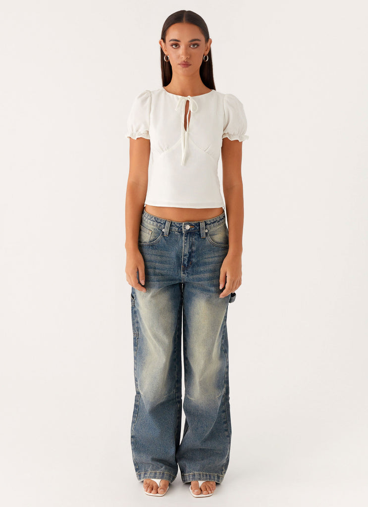 Collective Tops - Peppermayo Exclusive These Words Puff Sleeve Top - White third image