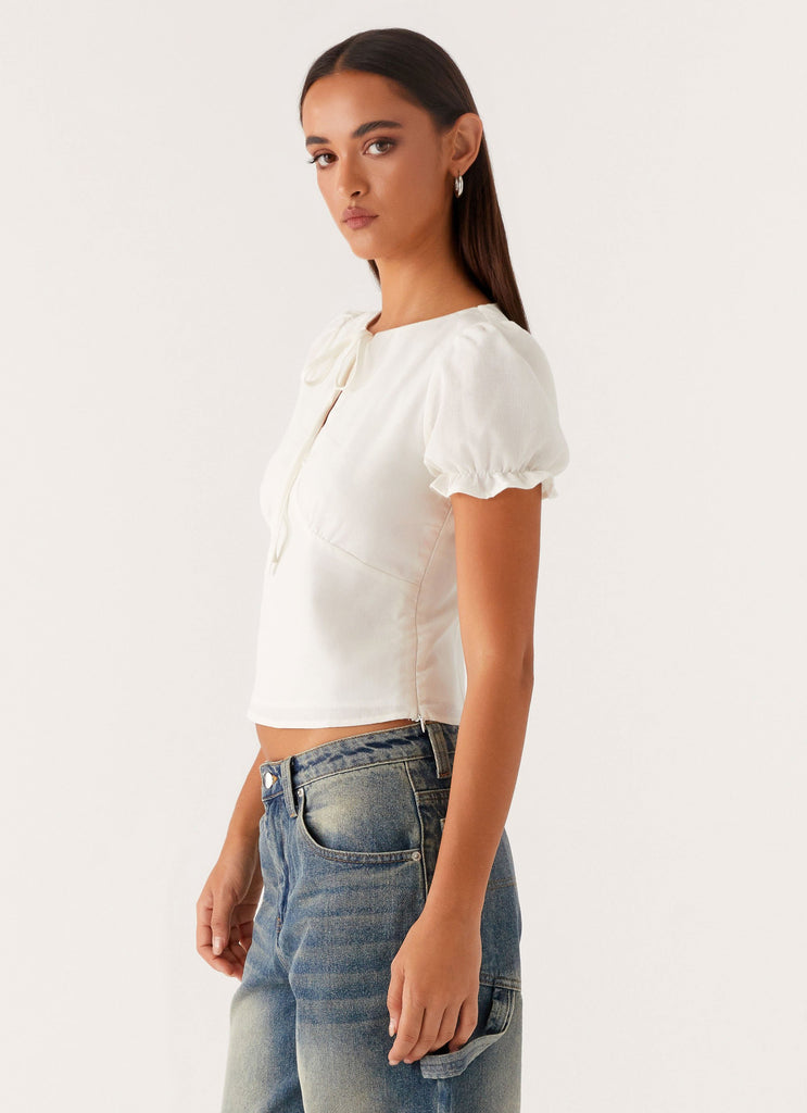 Collective Tops - Peppermayo Exclusive These Words Puff Sleeve Top - White fourth image