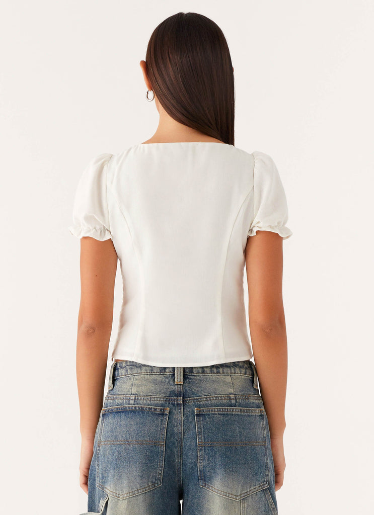 Collective Tops - Peppermayo Exclusive These Words Puff Sleeve Top - White fifth image