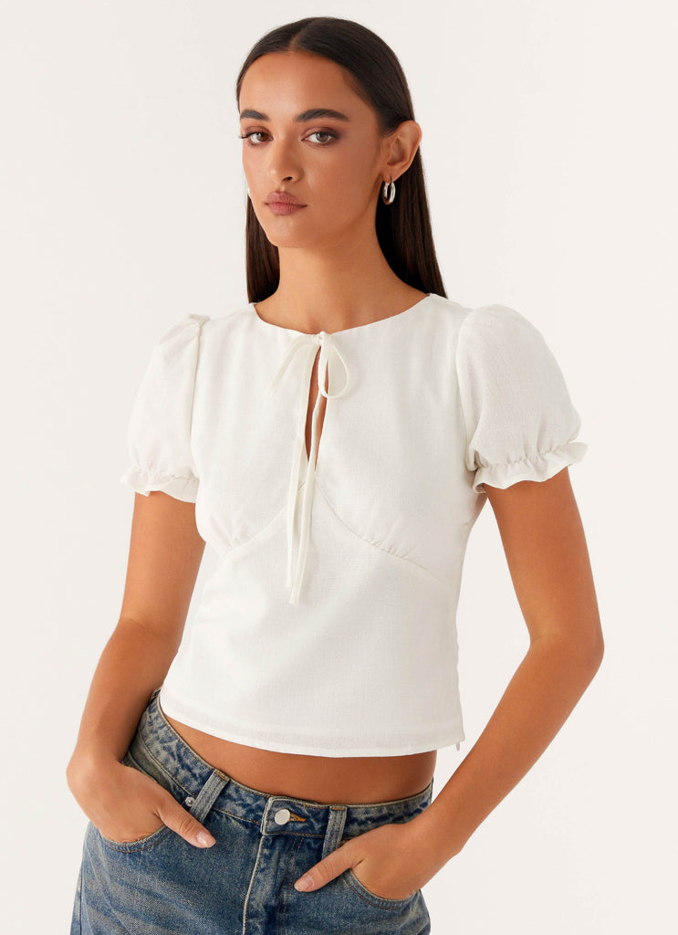 Collective Tops - Peppermayo Exclusive These Words Puff Sleeve Top - White featured image