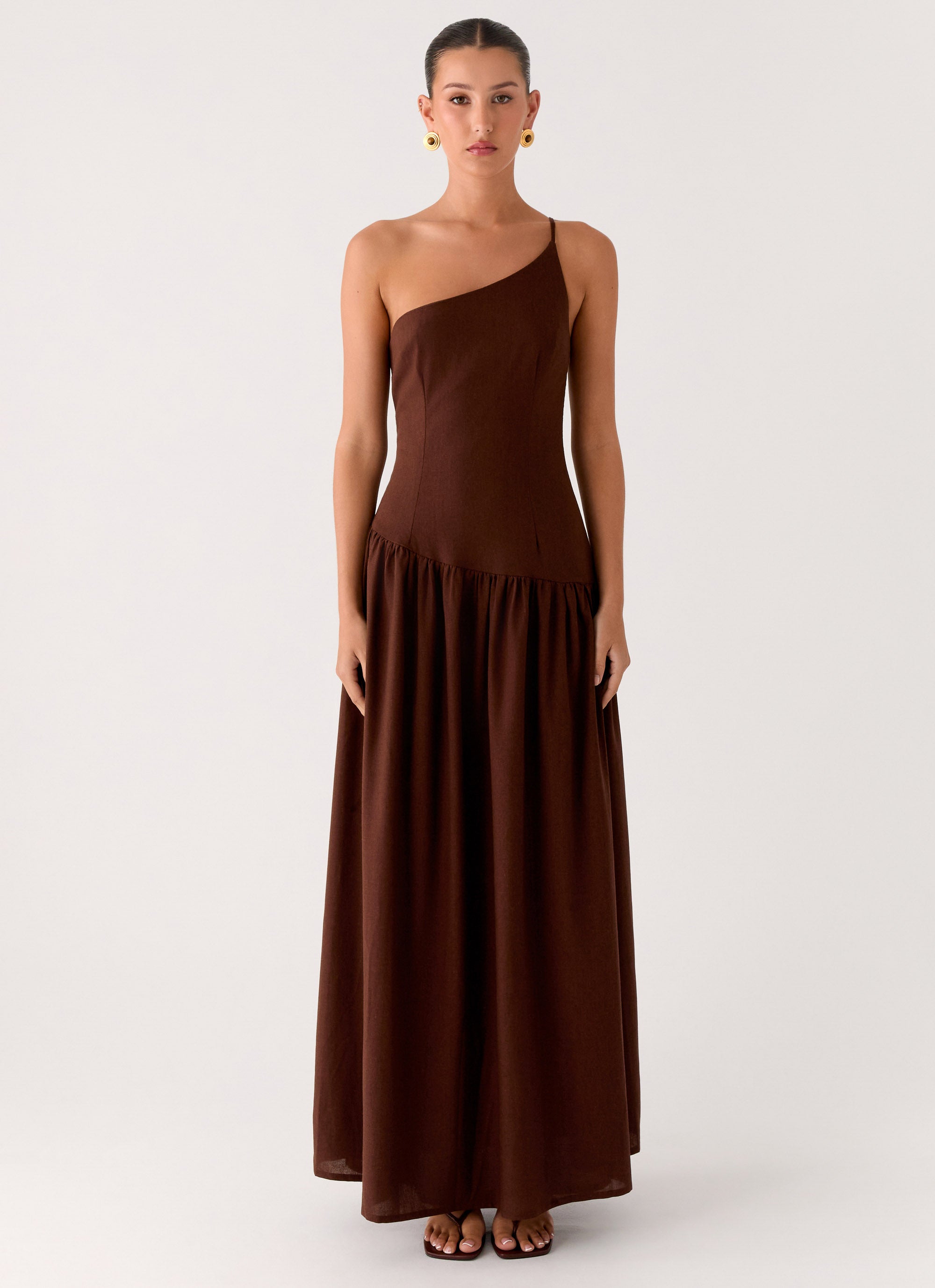 Thinking About You Linen Maxi Dress - Brown Peppermayo Thinking About You Linen Maxi Dress - Brown Peppermayo