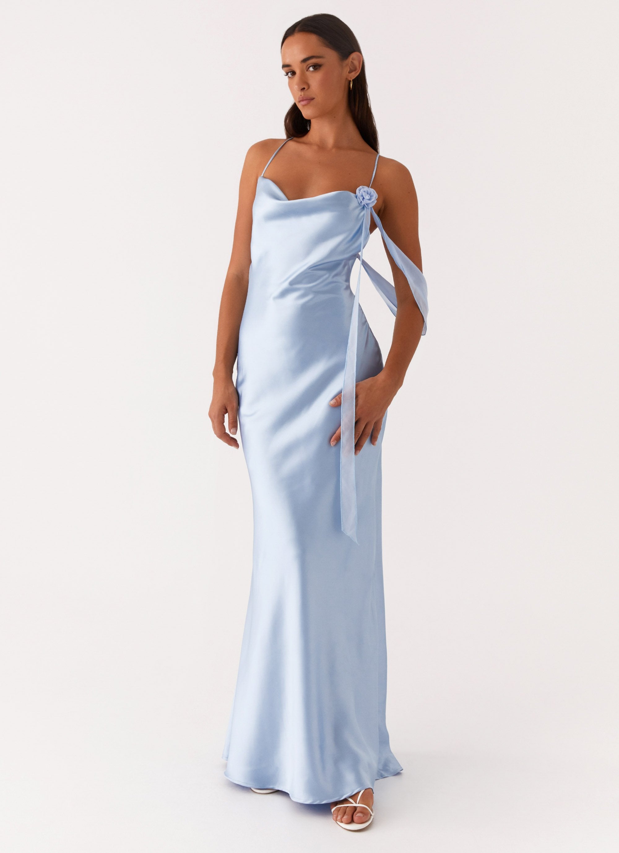 Too Sweet Satin Maxi Dress - Blue Peppermayo Too Sweet Satin Maxi Dress - Blue Peppermayo