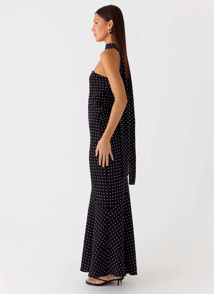 Under The Pagoda Maxi Dress - Black Polkadot