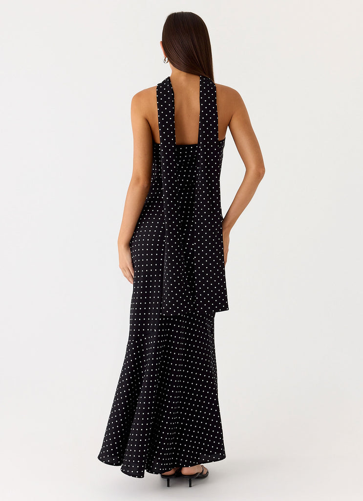 Under The Pagoda Maxi Dress - Black Polkadot
