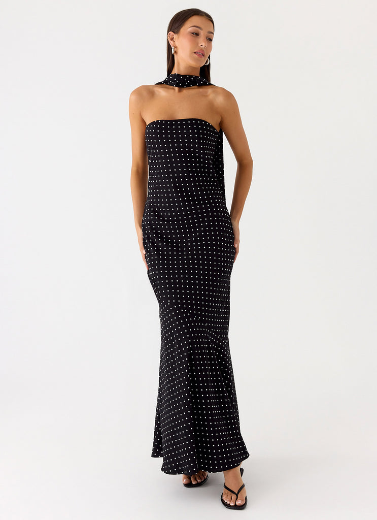 Under The Pagoda Maxi Dress - Black Polkadot
