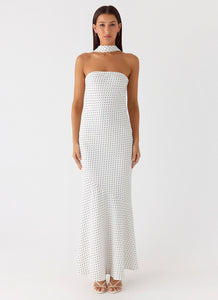 Under The Pagoda Maxi Dress - White Polkadot