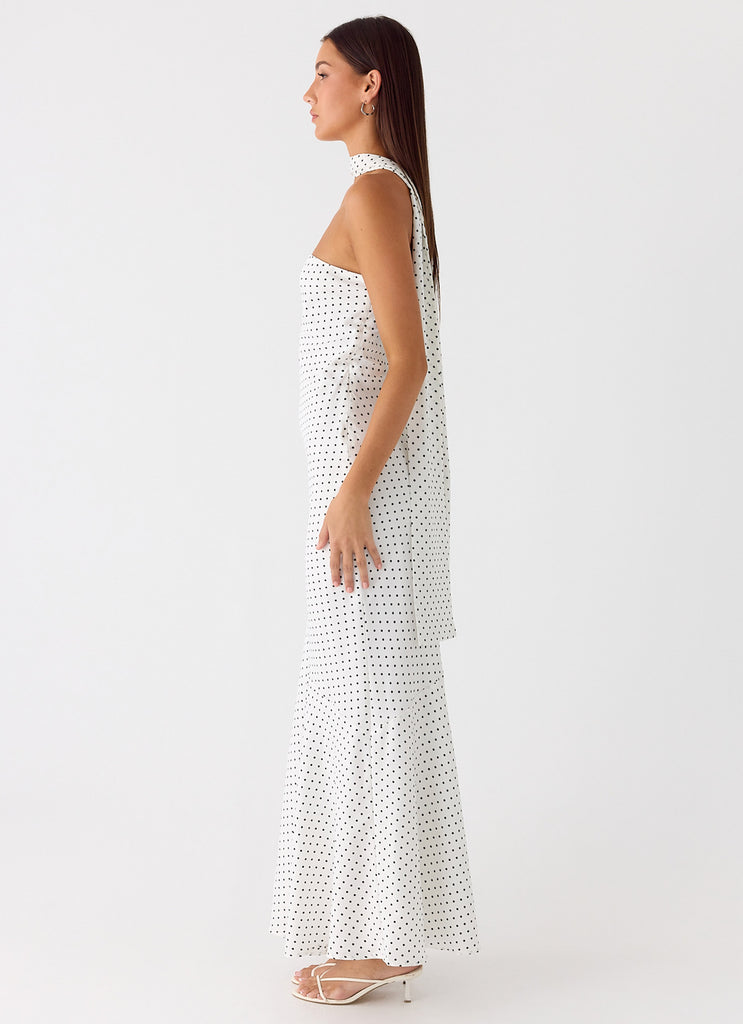 Under The Pagoda Maxi Dress - White Polkadot