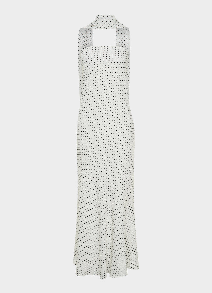 Under The Pagoda Maxi Dress - White Polkadot