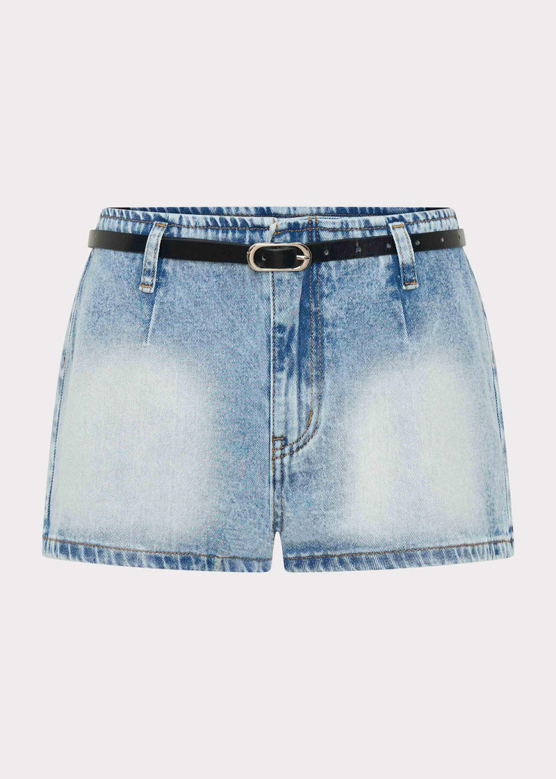 Unreal Denim Mini Shorts - Bleached Blue