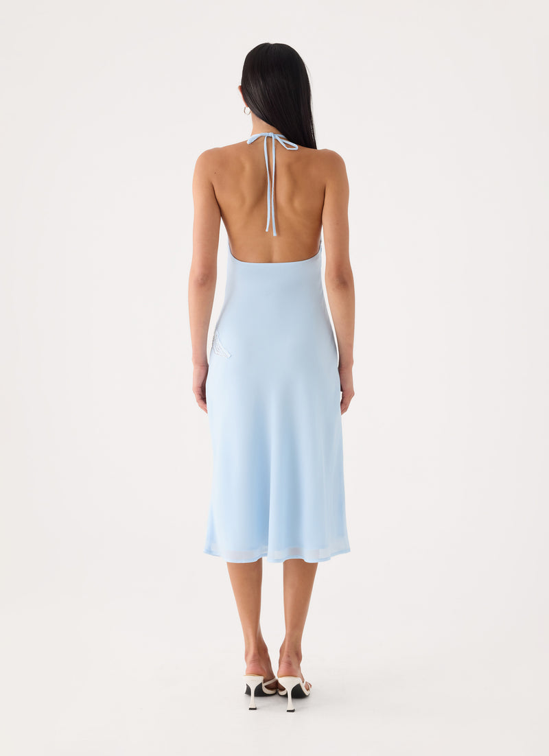 Valeska Beaded Midi Dress - Blue