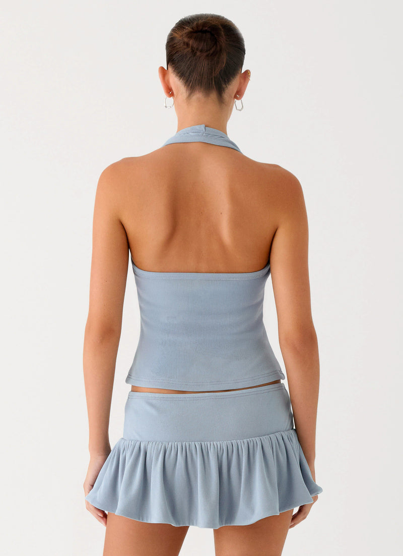 Vegas Nights Halter Neck Top - Blue