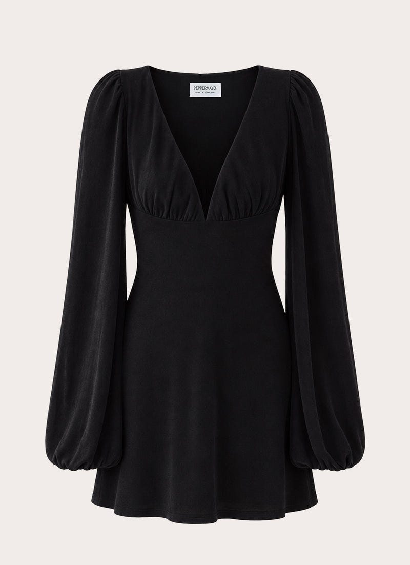 Venus Affair Long Sleeve Mini Dress - Black