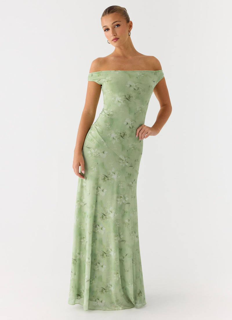 Wasting Time Maxi Dress - Blurred Lime