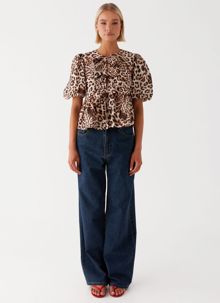Collective Tops - Peppermayo Exclusive Western Wind Tie Top - Leopard third image