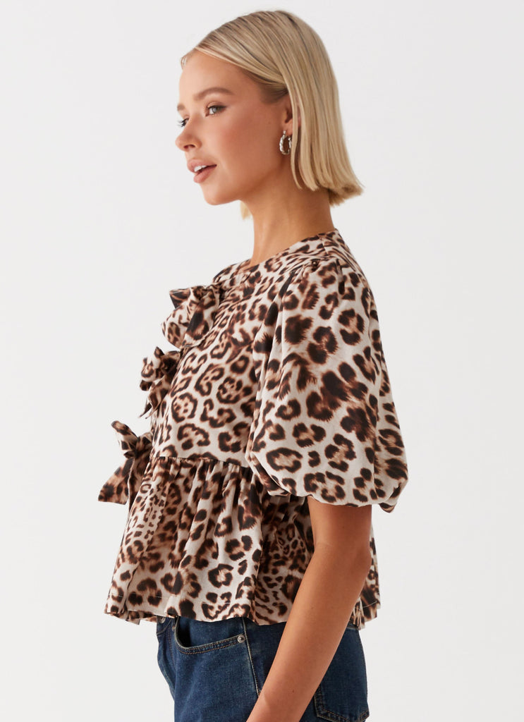 Collective Tops - Peppermayo Exclusive Western Wind Tie Top - Leopard fourth image