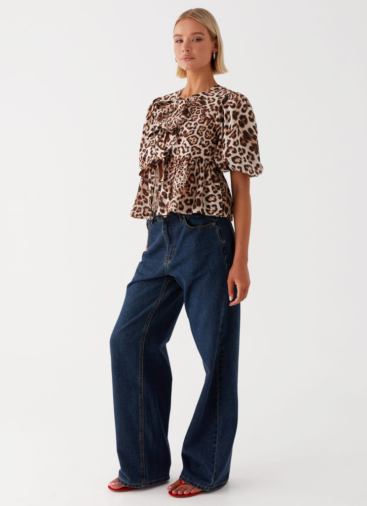 Collective Tops - Peppermayo Exclusive Western Wind Tie Top - Leopard sixth image