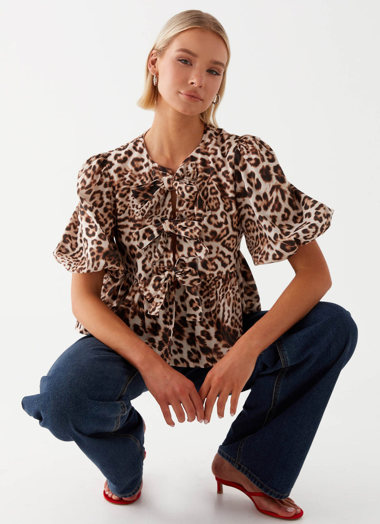 Collective Tops - Peppermayo Exclusive Western Wind Tie Top - Leopard featured image