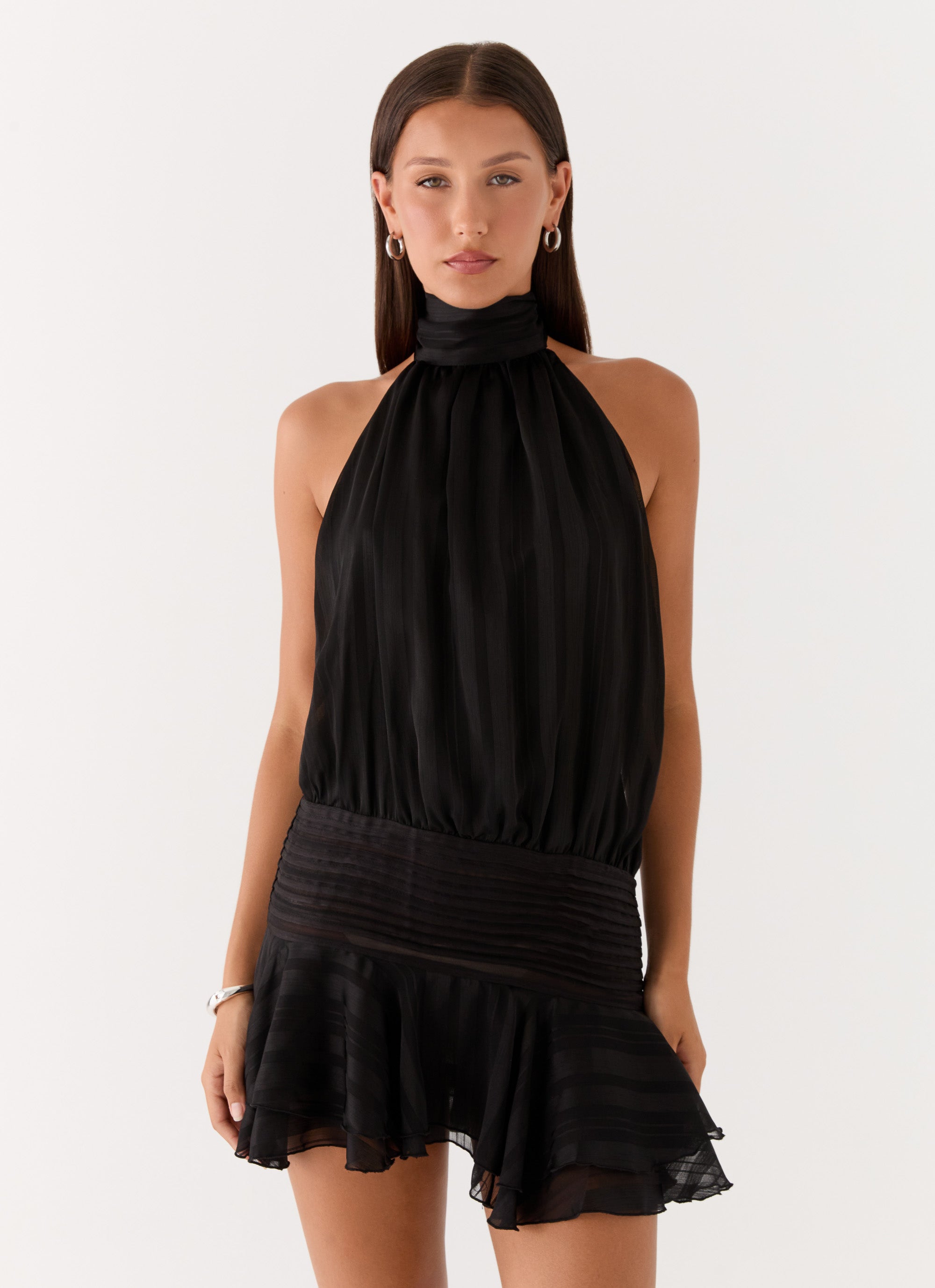 Willow Chiffon Mini Dress - Black Peppermayo Willow Chiffon Mini Dress - Black Peppermayo