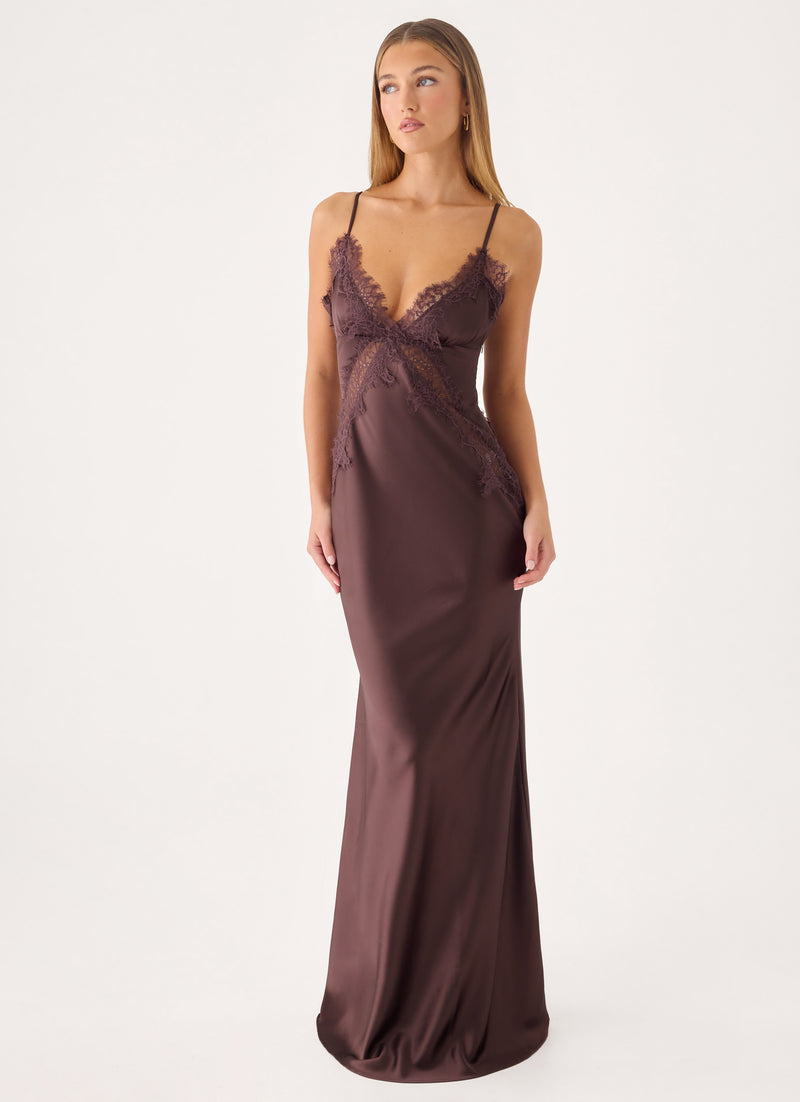 Winona Night Slip Dress - Chocolate