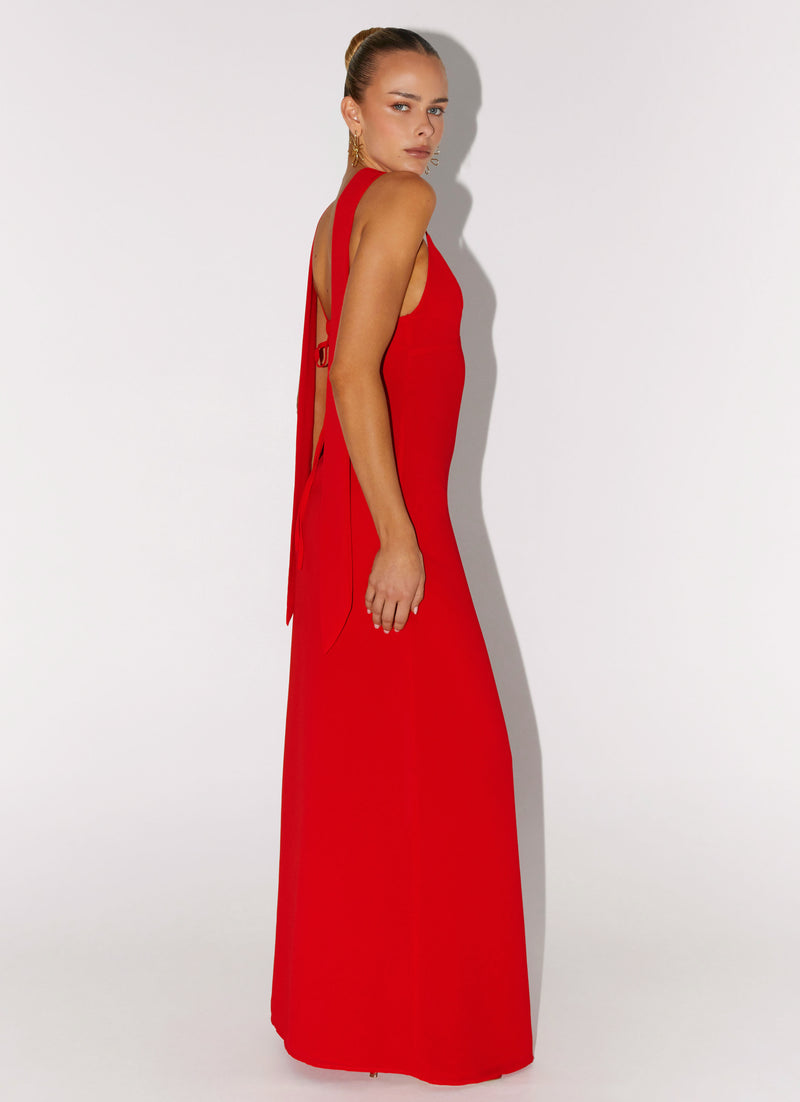 Yorke Scarf Maxi Dress - Raspberry Red
