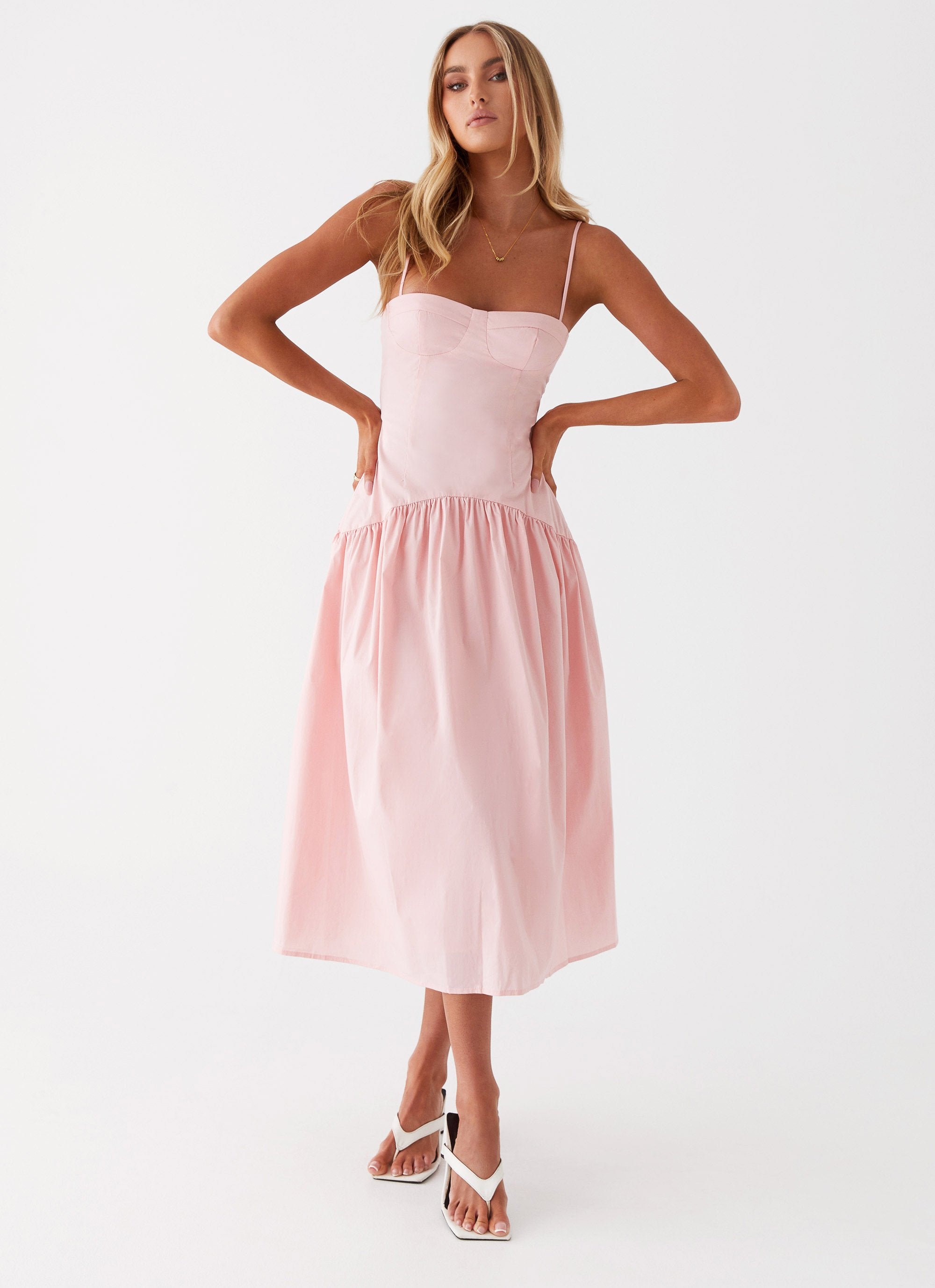 knee length dresses for ladies Blue Satin Midi Dress