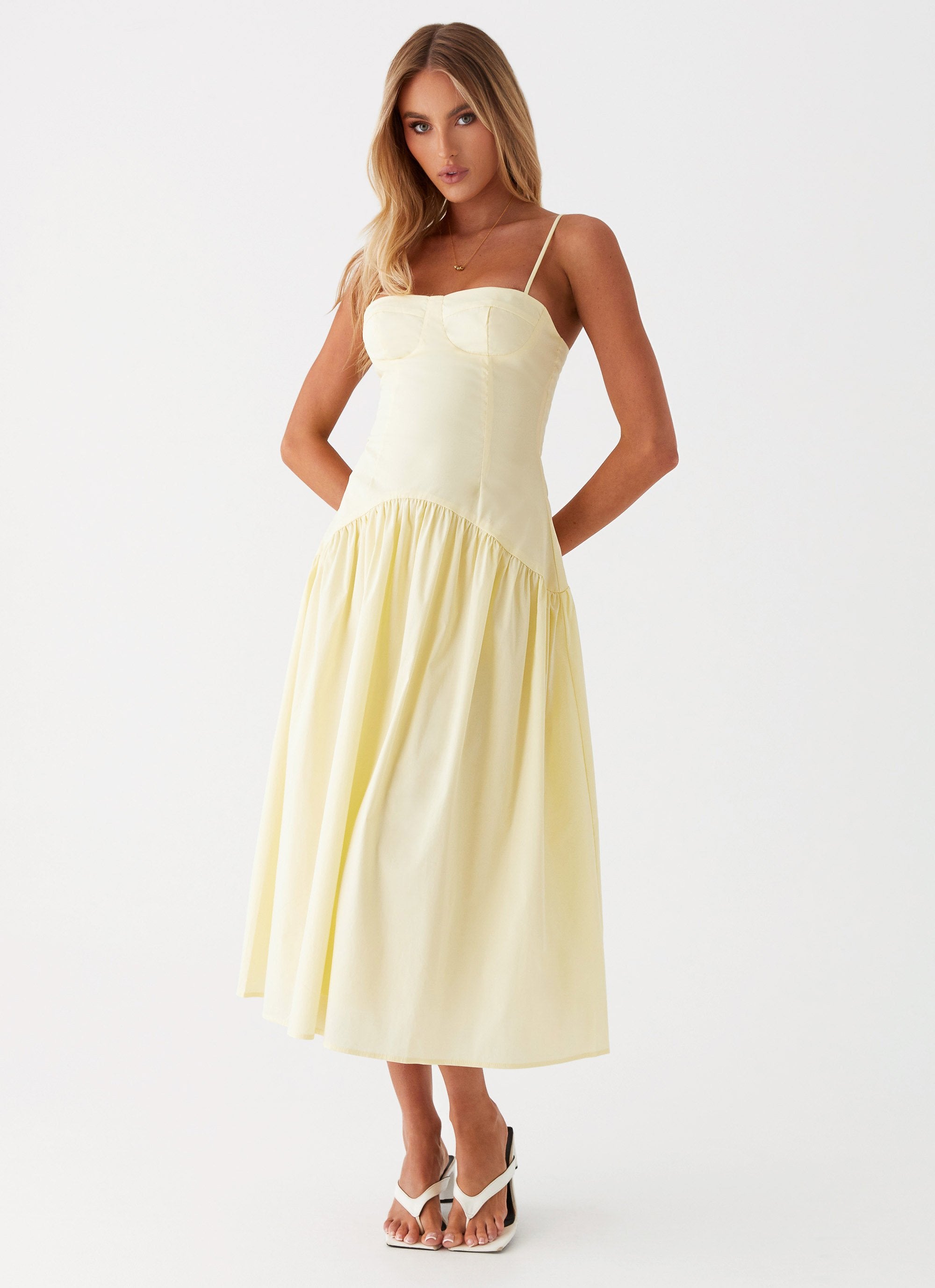 Yvette Corset Midi Dress - White