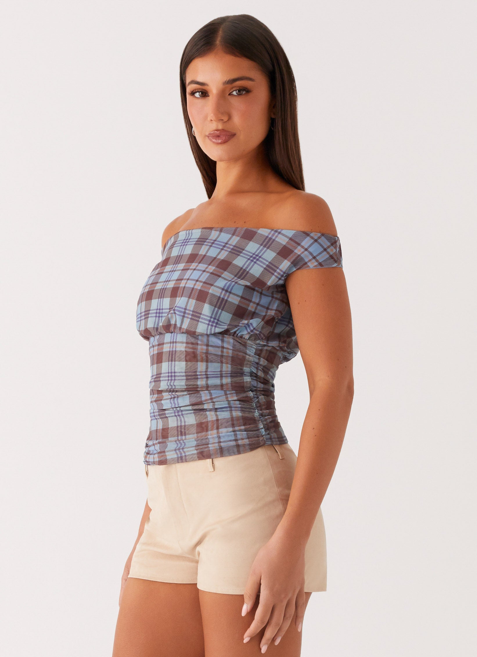 Zahli Off Shoulder Top - Shoreline Check – Peppermayo