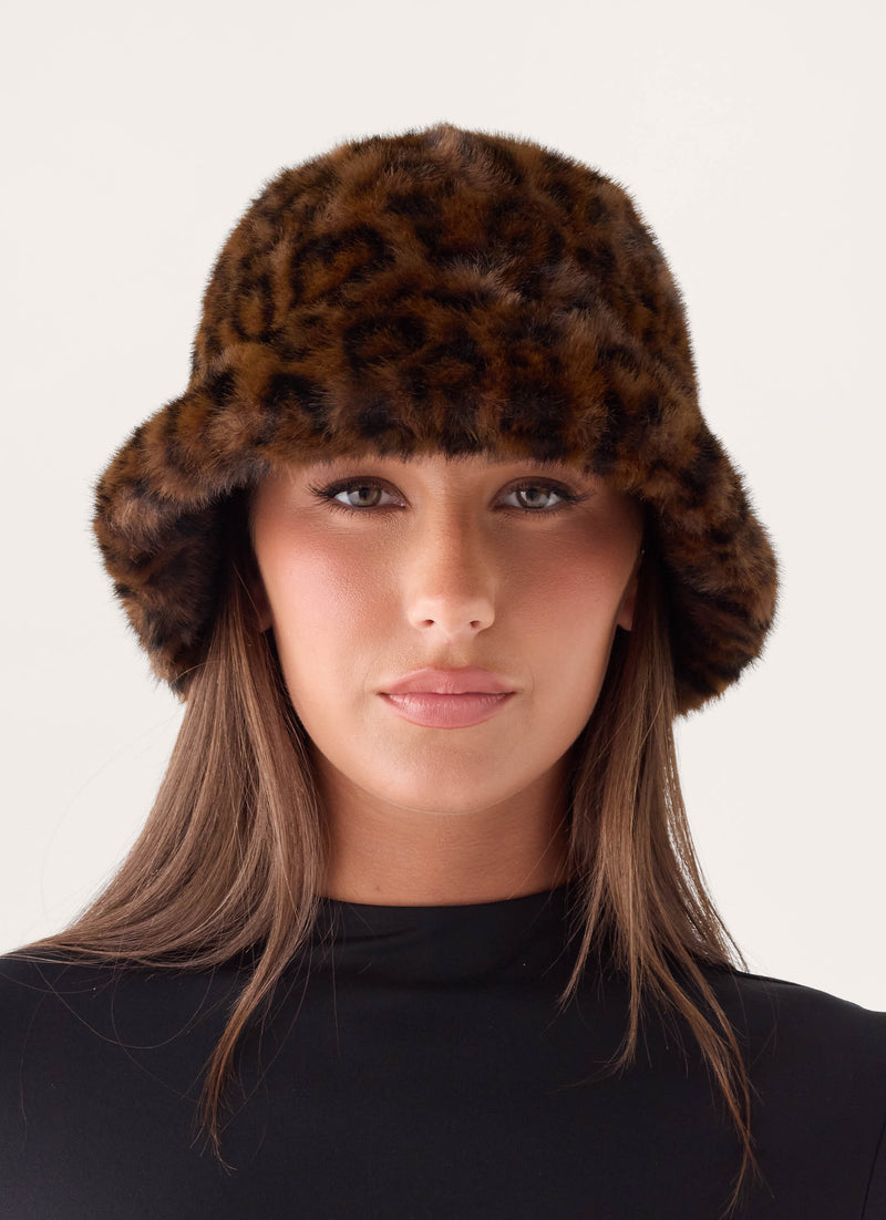 Zayana Faux Fur Hat - Chocolate
