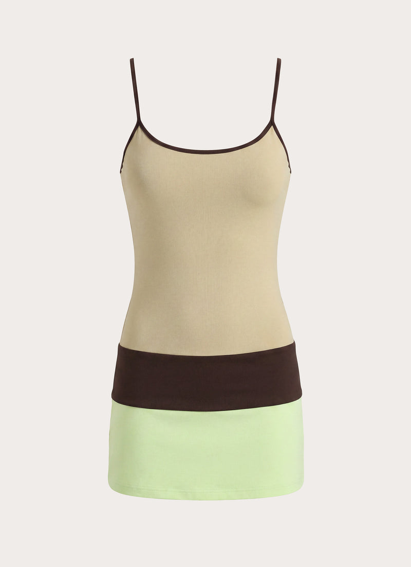 Zaylia Colour Block Mini Dress - Olive