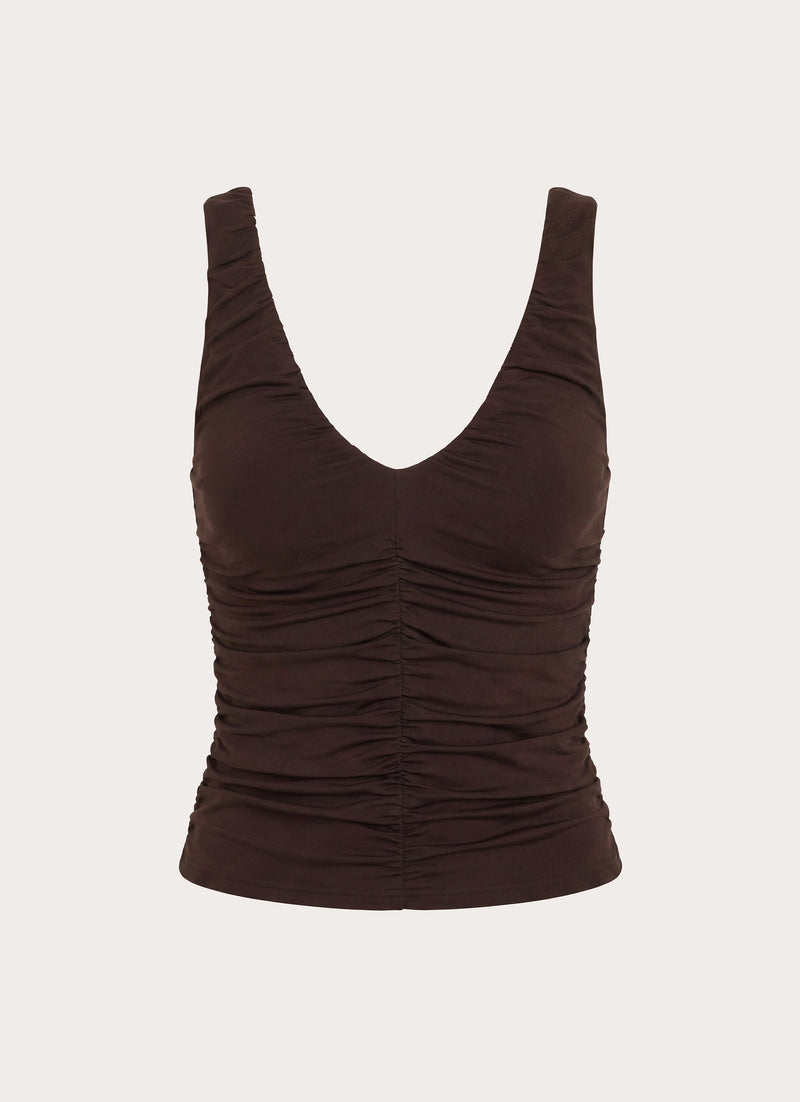 Zeraphine Gathered Top - Chocolate