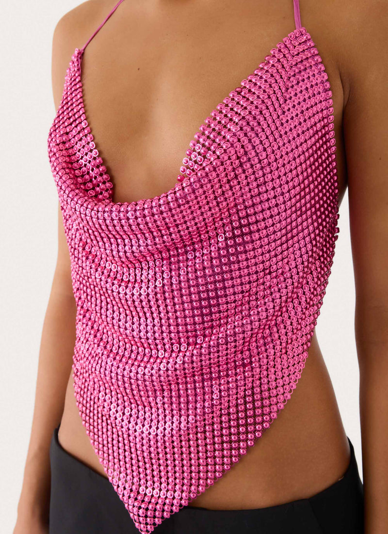 Zia Chainmail Top - Pink