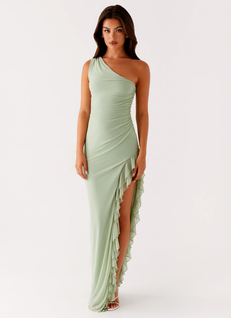 Clarence Maxi Dress Sage 1 Peppermayo