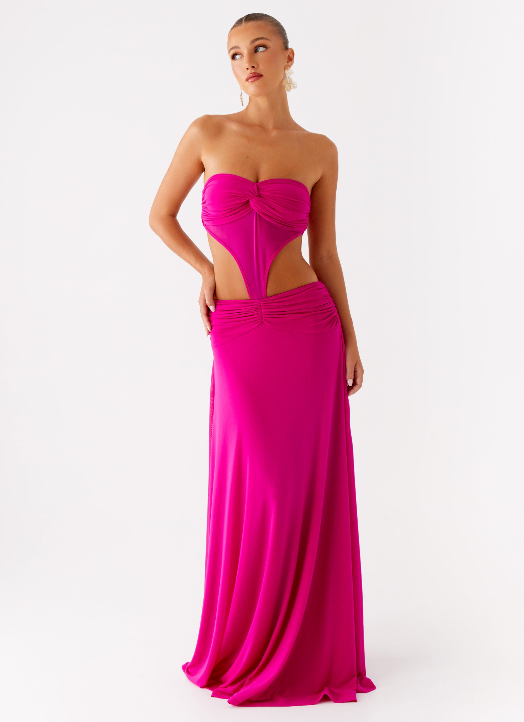 charlene sequin bodycon dress in hot pink Cowl Neck Open Back Mini Bodycon Dress In Hot Pink Sequin | EGO US
