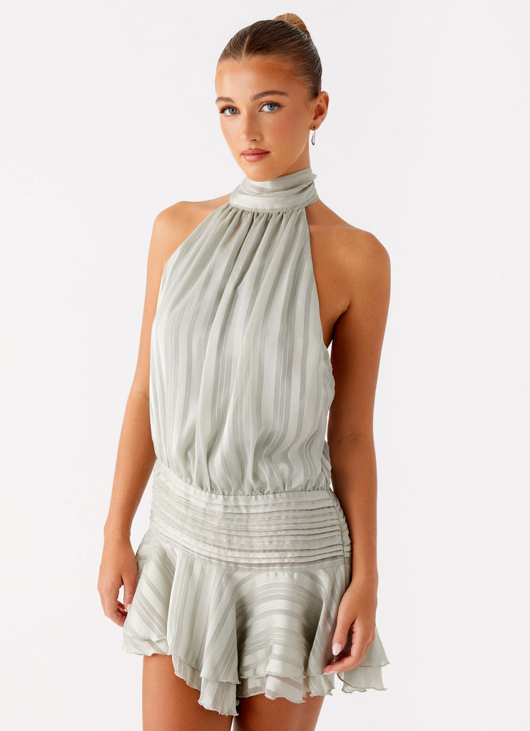 Willow Chiffon Mini Dress Green 6 Peppermayo