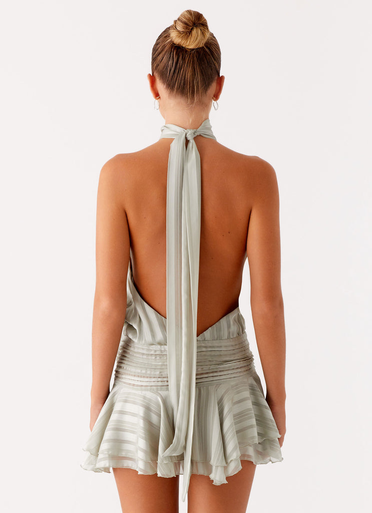 Willow Chiffon Mini Dress Green 4 Peppermayo