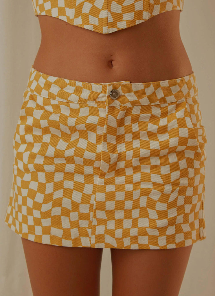 Luisa Mini Skirt - Yellow check - Peppermayo