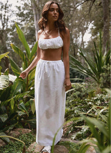 Sicilian Sun Midi Skirt - Pure White - Peppermayo