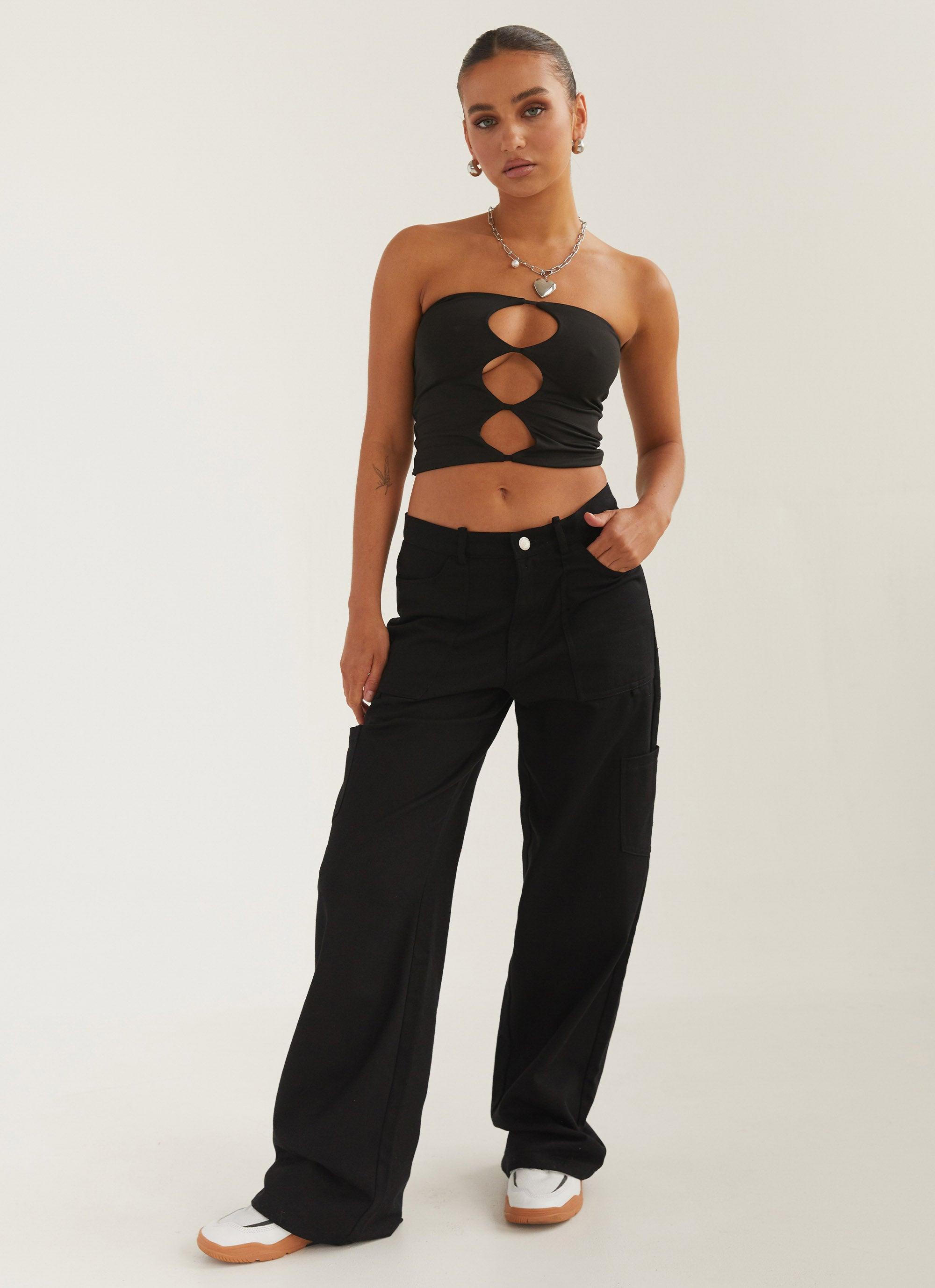 Cotton High Rise Wide Leg Pant in Shadow Dancer
