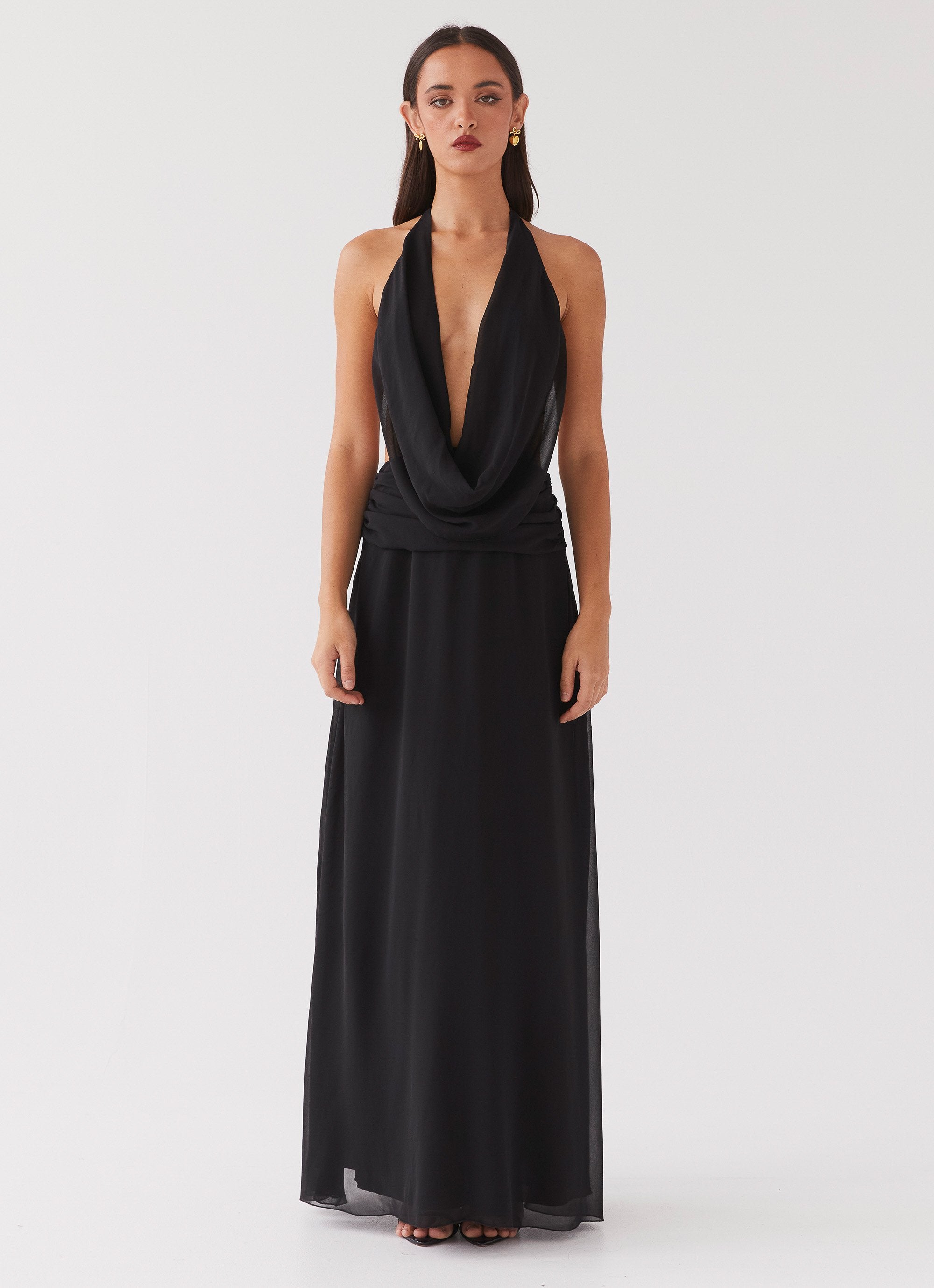 Elysia Chiffon Maxi Dress - Black Peppermayo Elysia Chiffon Maxi Dress - Black Peppermayo