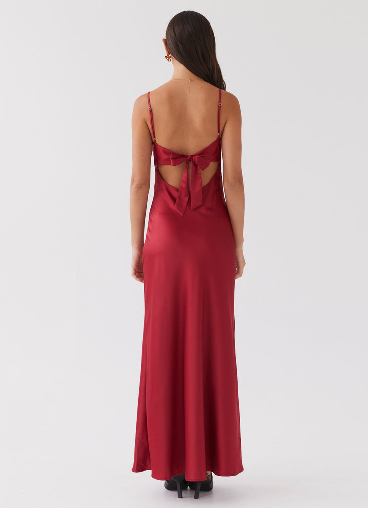 Peppermayo Exclusive Flora Satin Maxi Dress - Cherry - View 6 | Shop Formal Dress