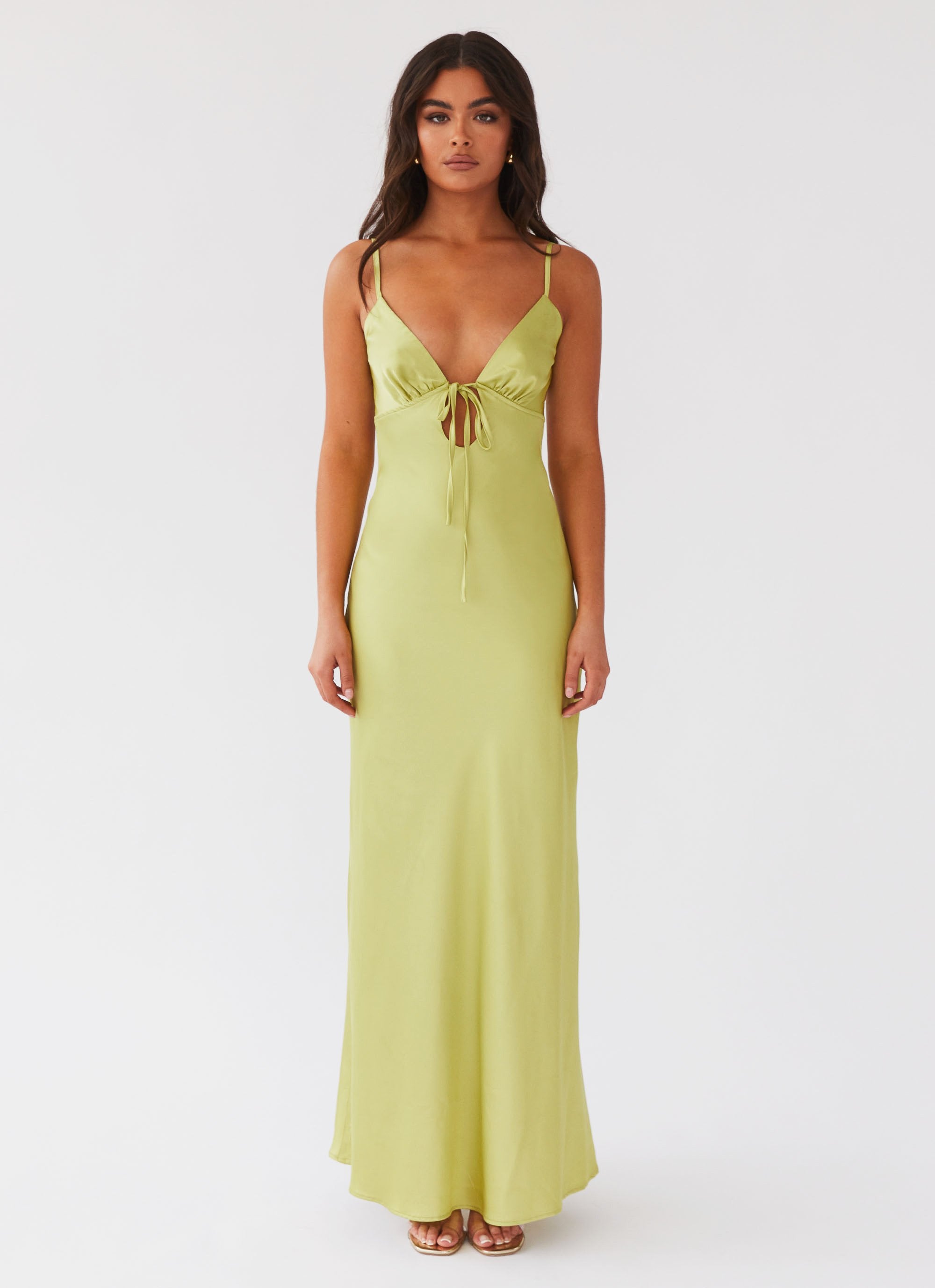 Flora Satin Maxi Dress - Green Expectations Peppermayo Flora Satin Maxi Dress - Green Expectations Peppermayo