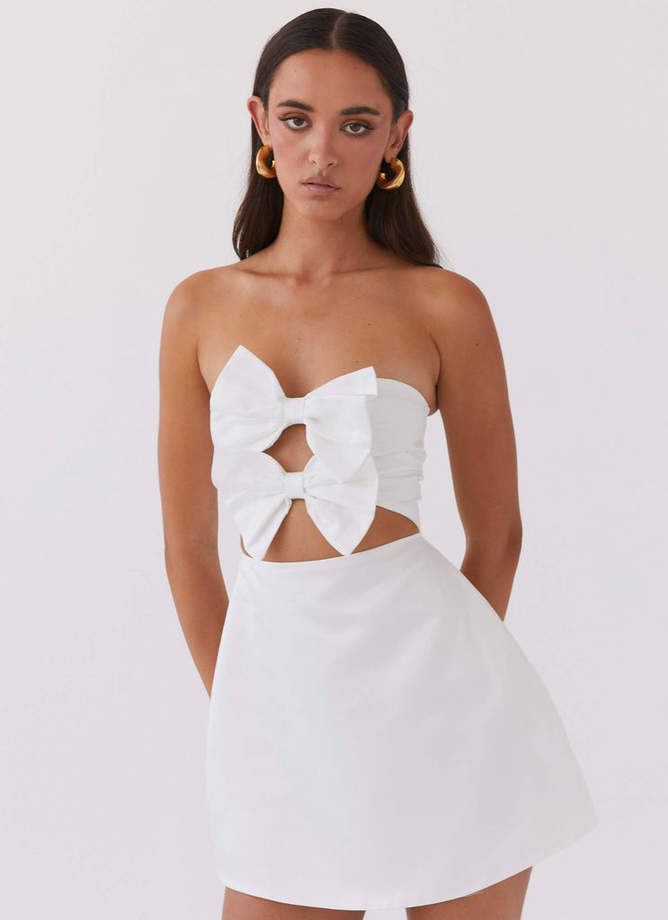 Girl Crush Bow Mini Dress - White