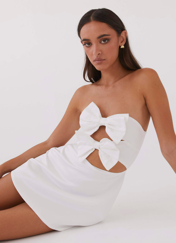 Girl Crush Bow Mini Dress - White