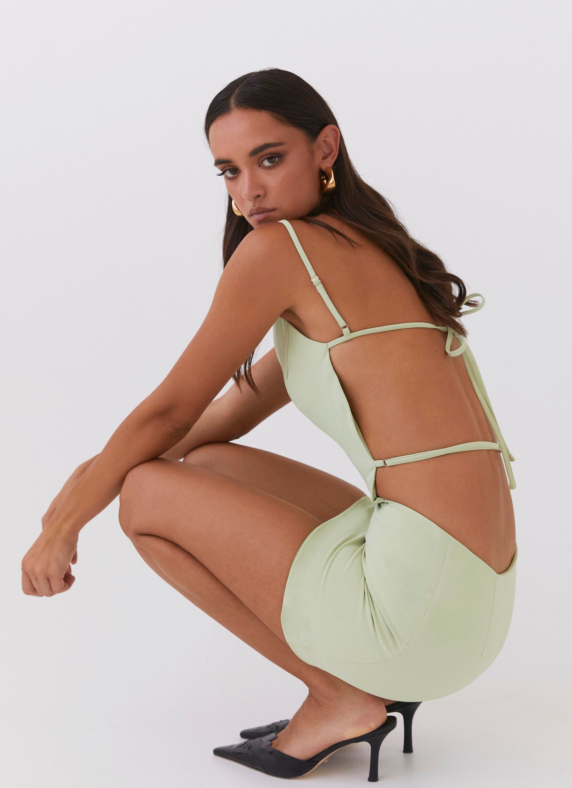 Lindsey Cutout Mini Dress - Green Zest Peppermayo Lindsey Cutout Mini Dress - Green Zest Peppermayo