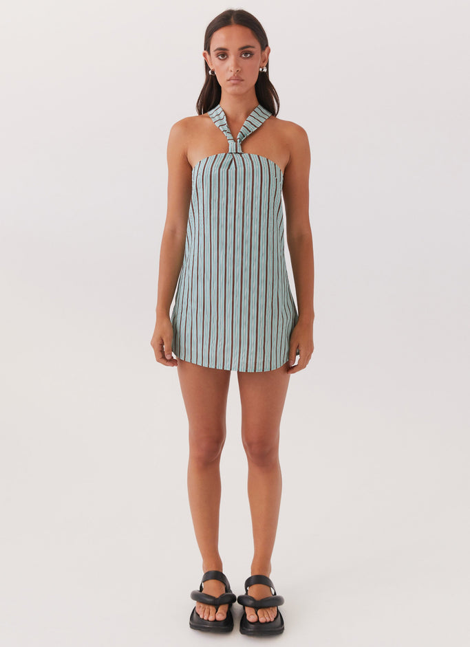 Keira Linen Mini Dress - Coastal Stripe